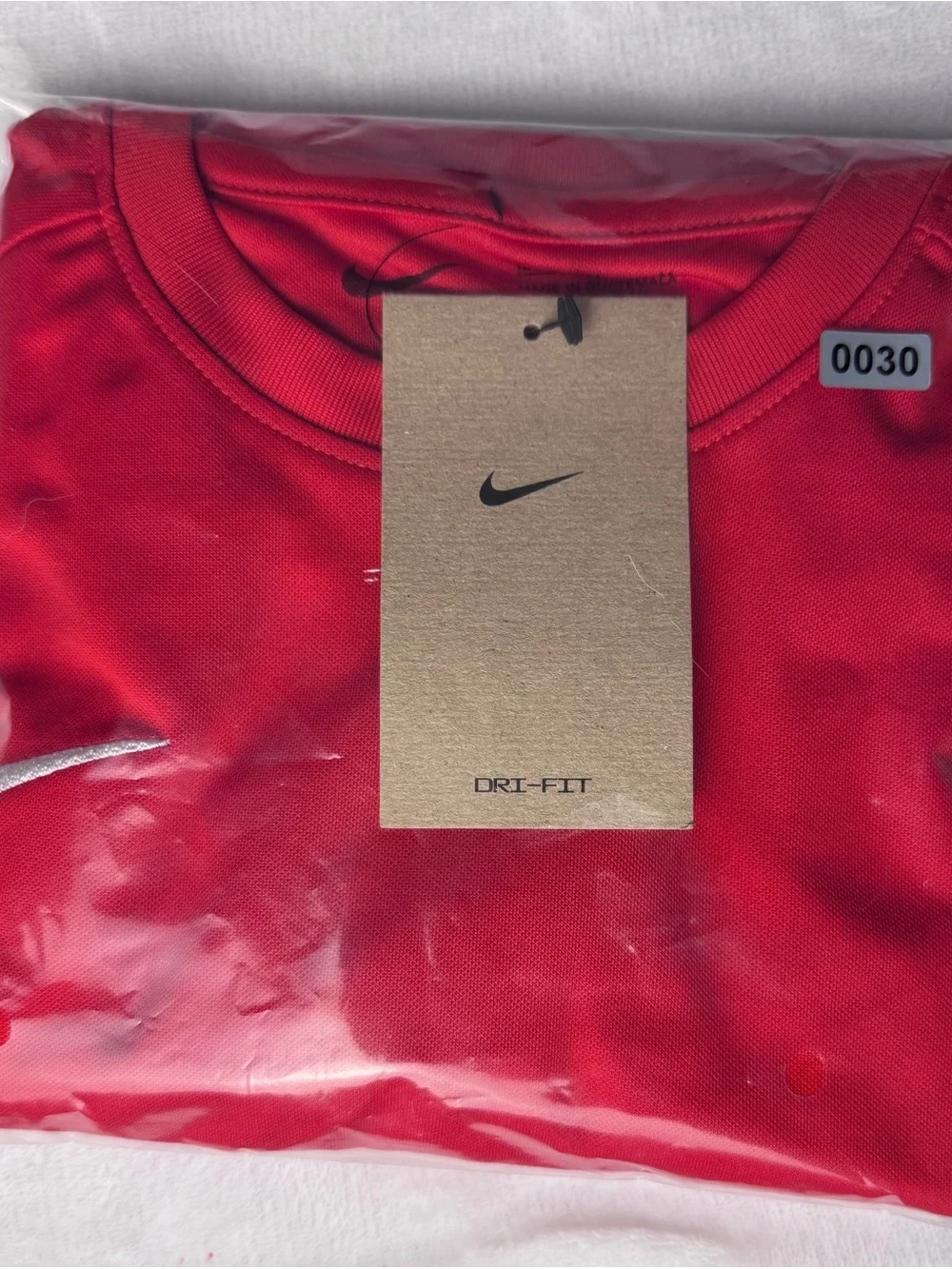 Nike Red Short Sleeve Dri-FIT Tee with White Swoosh